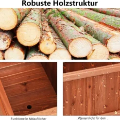 Massivholz-Pflanzkasten Blumentopf Holz-Blumenkasten Pflanzkübel 102 x 31 x 30 cm Braun