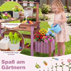 Matschküche Outdoor Spielküche aus Holz mit Wasserhahn & Spülbecken für Kinder ab 3 Jahren