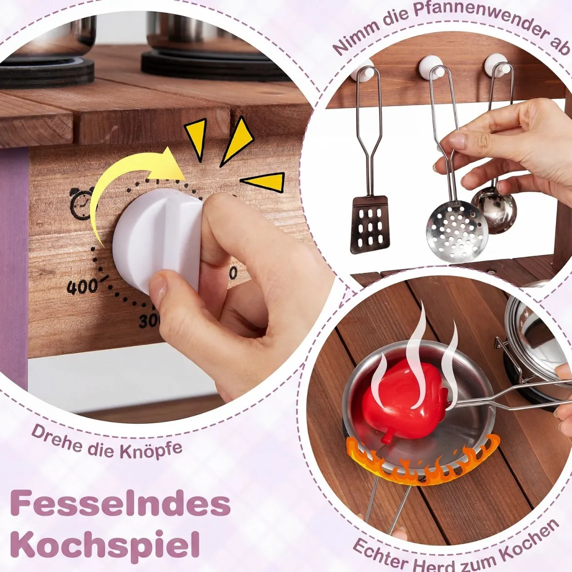 Matschküche Outdoor Spielküche aus Holz mit Wasserhahn & Spülbecken für Kinder ab 3 Jahren