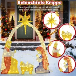 18 m beleuchtete Krippenszene vormontierte Heilige Familie Weihnachtsdekoration für Garten Hof Mehrfarbig
