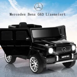 Mercedes Benz Elektroauto mit Musik & Scheinwerfer für Kinder ab 3 Jahre alt Schwarz