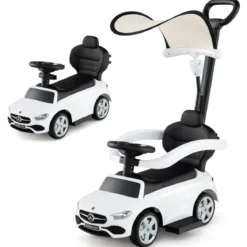 Mercedes-Benz Rutschauto 3-in-1 Rutschfahrzeug mit Schiebegriff Rutscher Auto für Kinder ab 1 Jahr Schwarz/Rosa/Weiß