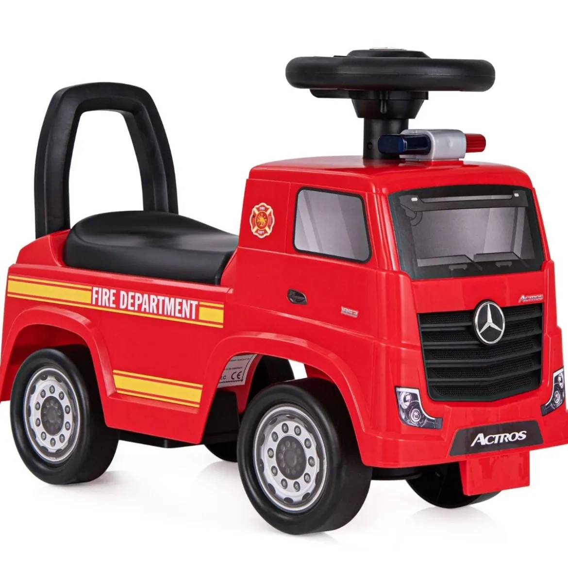 Mercedes Benz Rutschauto Schiebeauto mit Stauraum Feuerwehrauto mit Warnlampe Rot