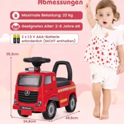 Mercedes Benz Rutschauto Schiebeauto mit Stauraum Feuerwehrauto mit Warnlampe Rot