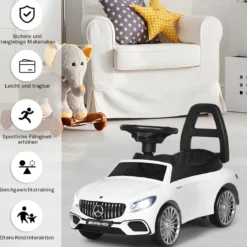 Mercedes Benz Rutschauto Schiebeauto für Kleinkinder Kinder Rutschauto 68 x 31,5 x 42,5 cm Weiß