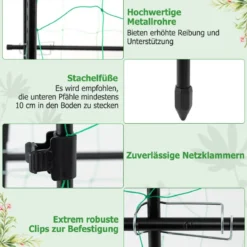 Metallgitter mit Ranknetz für Kletterpflanzen Unterstützung U-förmiges Hohes Gartengurkengitter