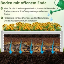 Metall Hochbeet Pflanzkasten Rechteckiges Frühbeet mit Verstärkter Stäbe & Offenem Boden