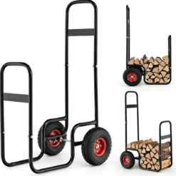 Metall Kaminholzwagen mit Rädern bis 100 kg Brennholzwagen Holzwagen Brennholzkarre