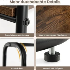 Metall Kleiderständer mit 4 Regalen Moderner Tragbarer Kleiderschrank-Organizer Braun
