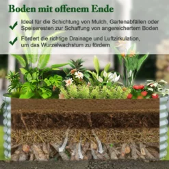 Metall Oval Hochbeet mit Offenem Boden Pflanzkasten Frühbeet Wellblech Blumenbeet