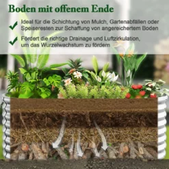 Metall Oval Hochbeet mit Offenem Boden Pflanzkasten Frühbeet Wellblech Blumenbeet