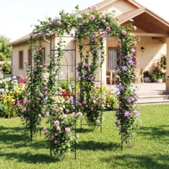 Metall Rosenbogen für Kletterpflanzen Rosenpavillon Gartenbogen Torbogen Rosengitter