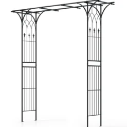 Metall Rosenbogen Gartenbogen für Kletterpflanzen Rankhilfe Garten Torbogen Schwarz