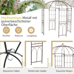 Metall Rosenbogen in Vogelkäfigform Torbogen Rankhilfe Rankgitter Gartenbogen 211 x 256 cm