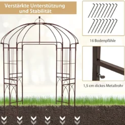 Metall Rosenbogen in Vogelkäfigform Torbogen Rankhilfe Rankgitter Gartenbogen 211 x 256 cm