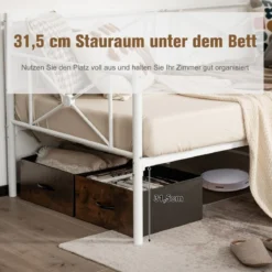 Metall-Tagesbettrahmen Modernes Schlafsofa Stahllatten-Stützmatratze Weiß
