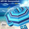 2 m Hoher Strandschirm mit Tisch & Sandsack Tragbarer Sonnenschirm Marineblau