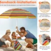 2 m Hoher Strandschirm mit Tisch & Sandsack Tragbarer Sonnenschirm Bunt