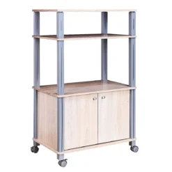 Mikrowellenregal Küchenregal Standregal mit Rollen Natur 60 x 40 x 98 cm