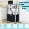 Mikrowellenregal mit 3 Schichten und Schrank Küchenwagen Servicewagen aus Metall und Holz Schwarz