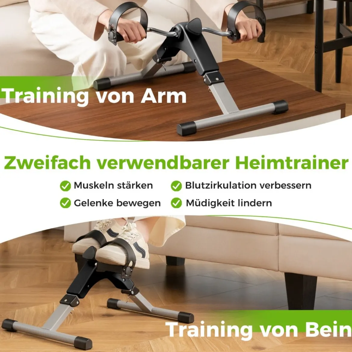 Mini Bike Heimtrainer Arm und Beintrainer klappbar mit verstellbarem Widerstand Schwarz