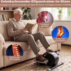 Mini Ellipsentrainer Elektrischer Crosstrainer mit LCD-Display Griff & Rutschfesten Pedalen Weiß