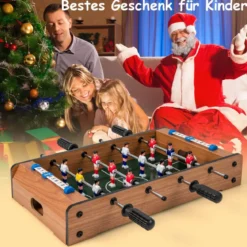 Mini-Fußballtisch für 2 Spieler platzsparender Tischkicker mit robustem Griff 51 x 30,5 x 9 cm Natur