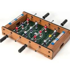 Mini-Fußballtisch für 2 Spieler platzsparender Tischkicker mit robustem Griff 51 x 30,5 x 9 cm Natur
