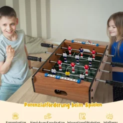 Mini-Fußballtisch für 2 Spieler platzsparender Tischkicker mit robustem Griff 51 x 30,5 x 9 cm Natur