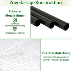 Mini-Gewächshaus mit 5 Ebenen Regalen & PE-Abdeckung & Aufrollbarem Reißverschlusstür Weiß