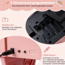 Mini Keyboard mit Hocker & Notenständer & Mikrofon 25 Tasten Elektrisches Klavier Rosa