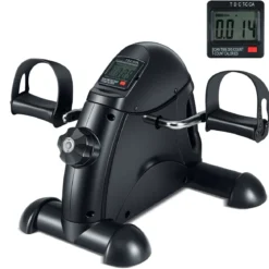 Mini Pedaltrainer mit LCD-Bildschirmanzeige Tragbares Heimtrainer für Arm- & Beintraining Schwarz