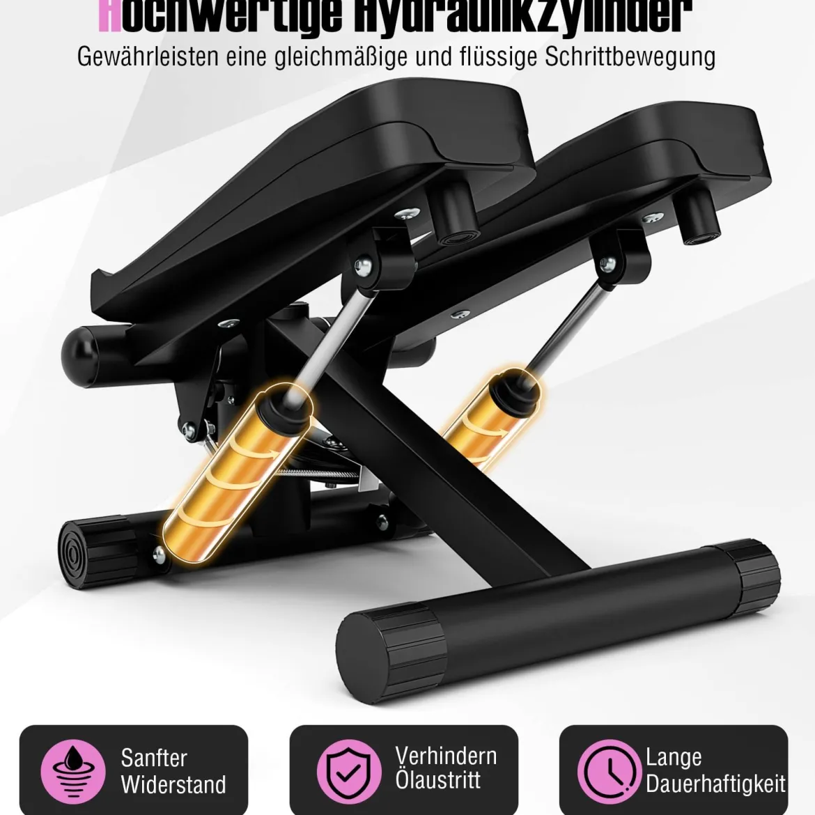 Mini-Stepper mit Widerstandbändern Twist Stepper mit Verstellbarem Widerstand Schwarz