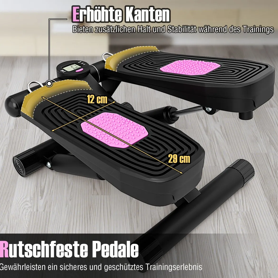 Mini-Stepper mit Widerstandbändern Twist Stepper mit Verstellbarem Widerstand Weiß