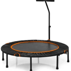 Mini Trampolin φ120 cm faltbar Fitness Trampolin mit höhenverstellbarem Griff Orange und Schwarz