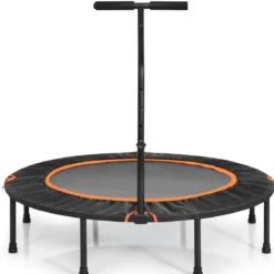 Mini Trampolin φ120 cm faltbar Fitness Trampolin mit höhenverstellbarem Griff Orange und Schwarz
