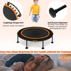 Mini Trampolin φ120 cm Fitness Trampolin faltbar Indoor- und Outdoortrampolin Gartentrampolin Orange und Schwarz