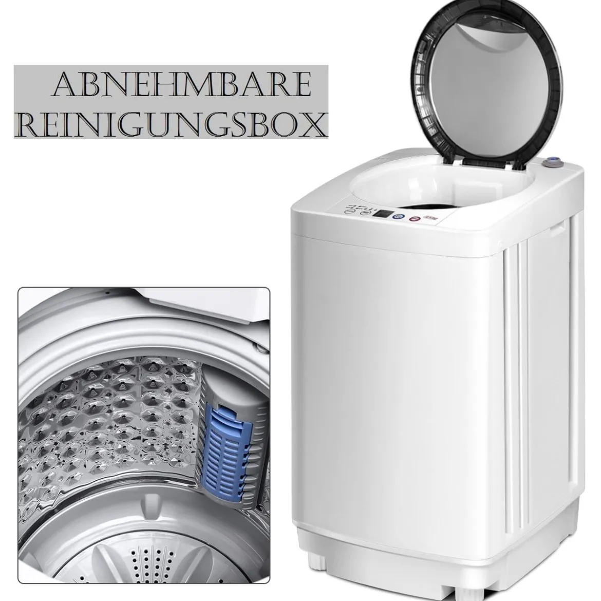 Mini Waschmaschine mit Schleuder & 6 Programme & Toplader inkl. Pumpe Waschvollautomat