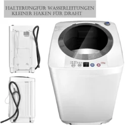 Mini Waschmaschine mit Schleuder & 6 Programme & Toplader inkl. Pumpe Waschvollautomat