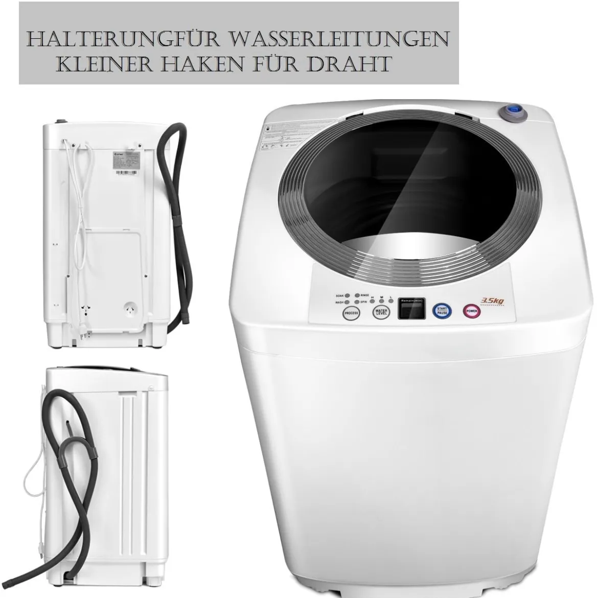 Mini Waschmaschine mit Schleuder & 6 Programme & Toplader inkl. Pumpe Waschvollautomat