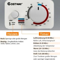 Mini Wäschetrockner Elektrischer Trockner Ablufttrockner 2,5KG / 42L / 850W Silber
