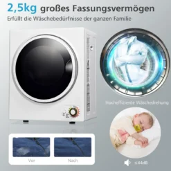 Mini Wäschetrockner Elektrischer Trockner Ablufttrockner 2,5KG / 42L / 850W Weiß