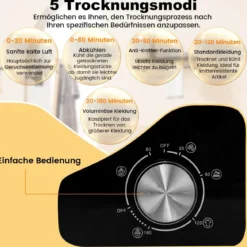 Mini Wäschetrockner 5KG mit 5 Programme bis zu 69℃ Ablufttrockner Trockner 800W