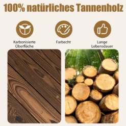 1,7 m lange Gartenbrücke aus Holz Dekorativer Teichsteg mit Absturzsicherung 180 kg Belastbar