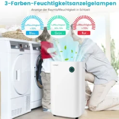 418 m² Luftentfeuchter mit Timer Leiser Luftreiniger mit 5 Modi 34 x 24 x 57 cm Weiß