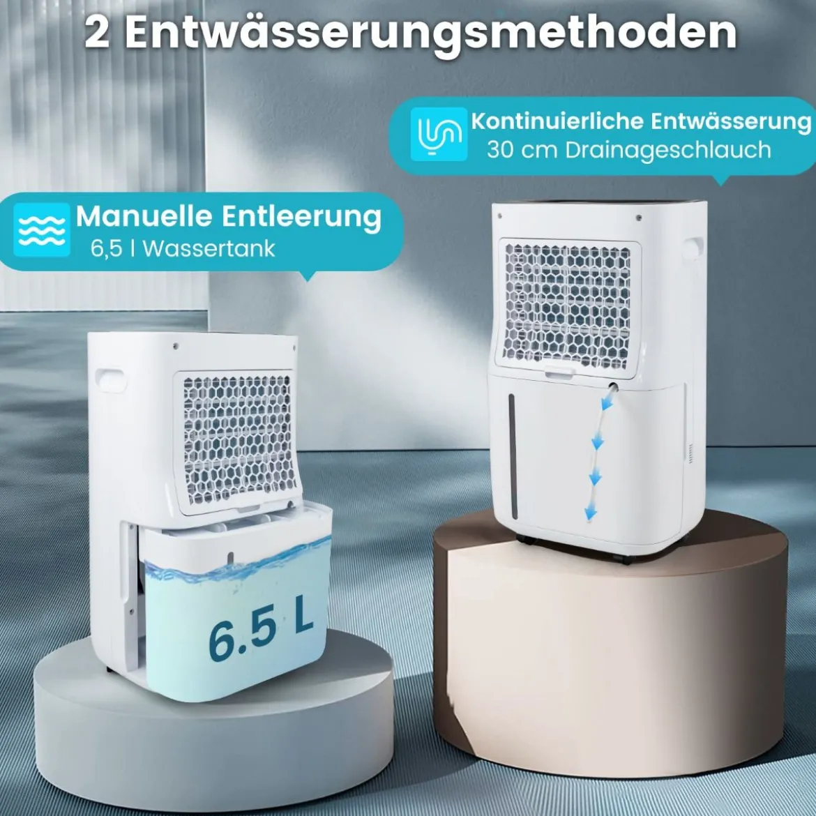 418 m² Luftentfeuchter mit Timer Leiser Luftreiniger mit 5 Modi 34 x 24 x 57 cm Weiß