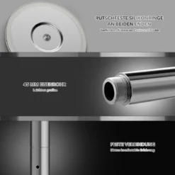 45 mm professionelle Tanzstange mit Einstellbarer Höhe und Abnehmbarem Design Silber