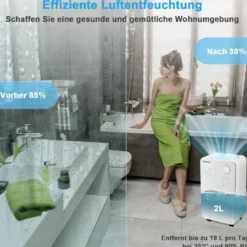 Mobile Entfeuchter für Haus und Keller Luftentfeuchter mit 4 Modi 28 x 20 x 50,5 cm Weiß