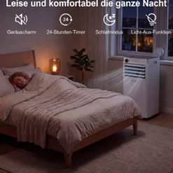 Mobile Klimaanlage 4-in-1 Tragbarer Luftkühler mit Luftentfeuchter Ventilator Schlafmodus 9000BTU