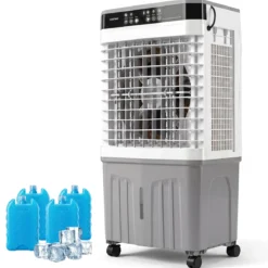 Mobiler Kühlventilator mit Fernbedienung 3 in 1 Luftkühler mit 20L Wassertank 45 x 33 x 87 cm